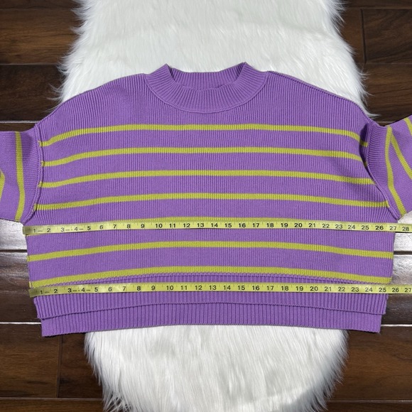 Free People Womens Size Small Iris Orchid Stripe Easy Street Cropped Sweater Top - Picture 6 of 11